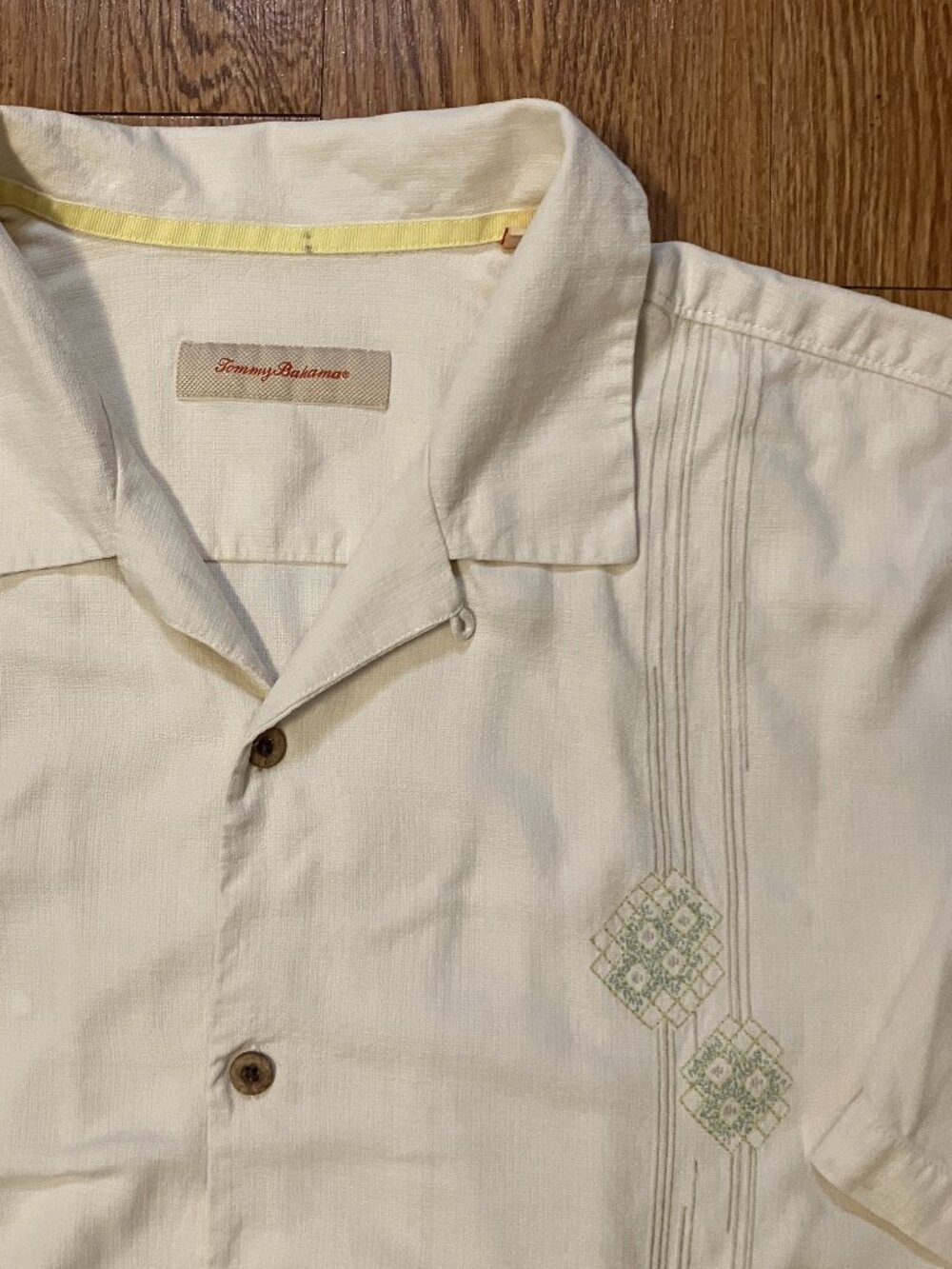 Tommy Bahama Silk Shirt Guayabera Embroidered